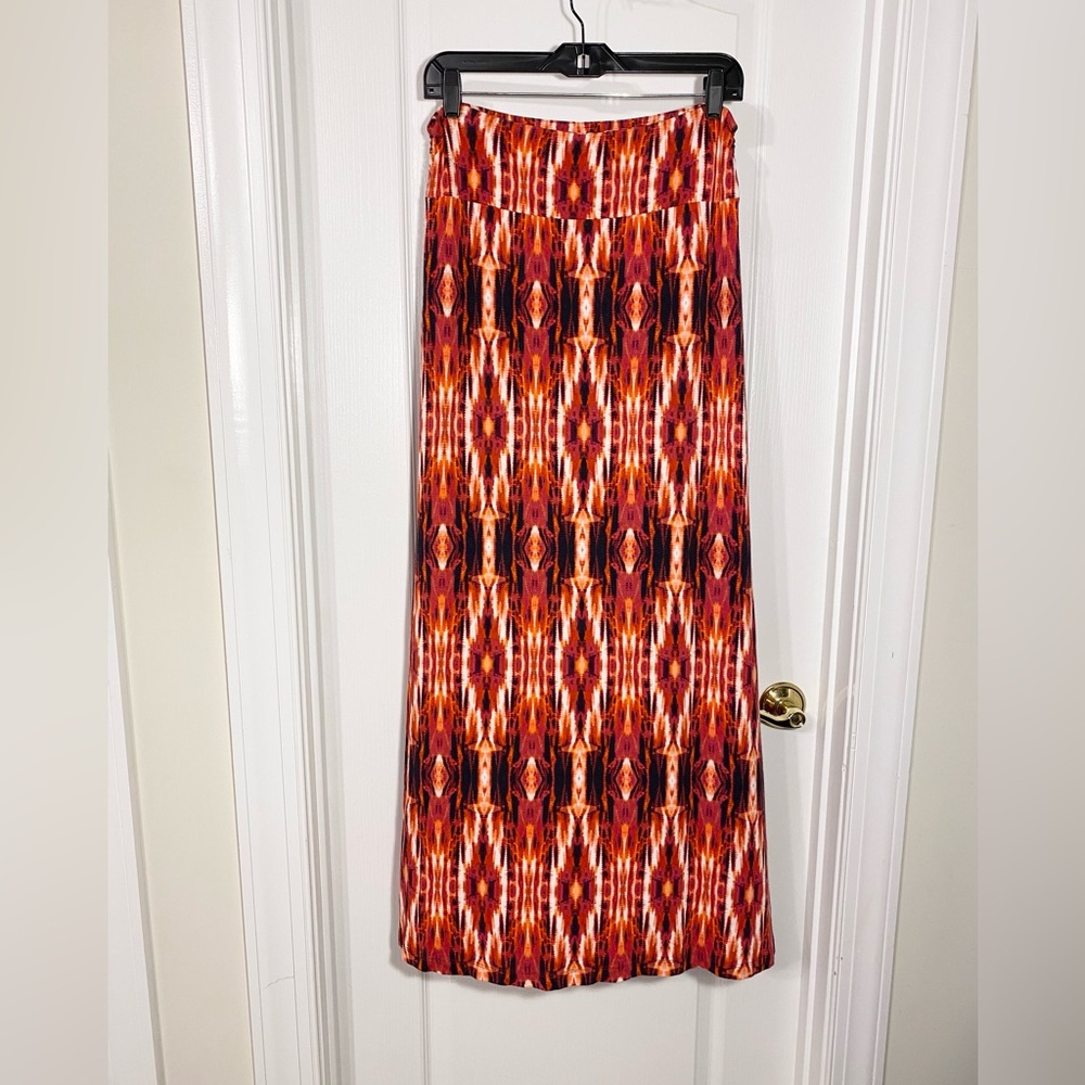 Cynthia Rowley Ikat Print Knit Maxi Skirt Multicolor Medium
